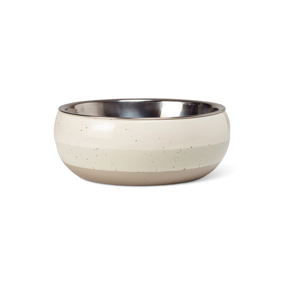 Small Speckled Stripe Ivory Feeder With Bowl