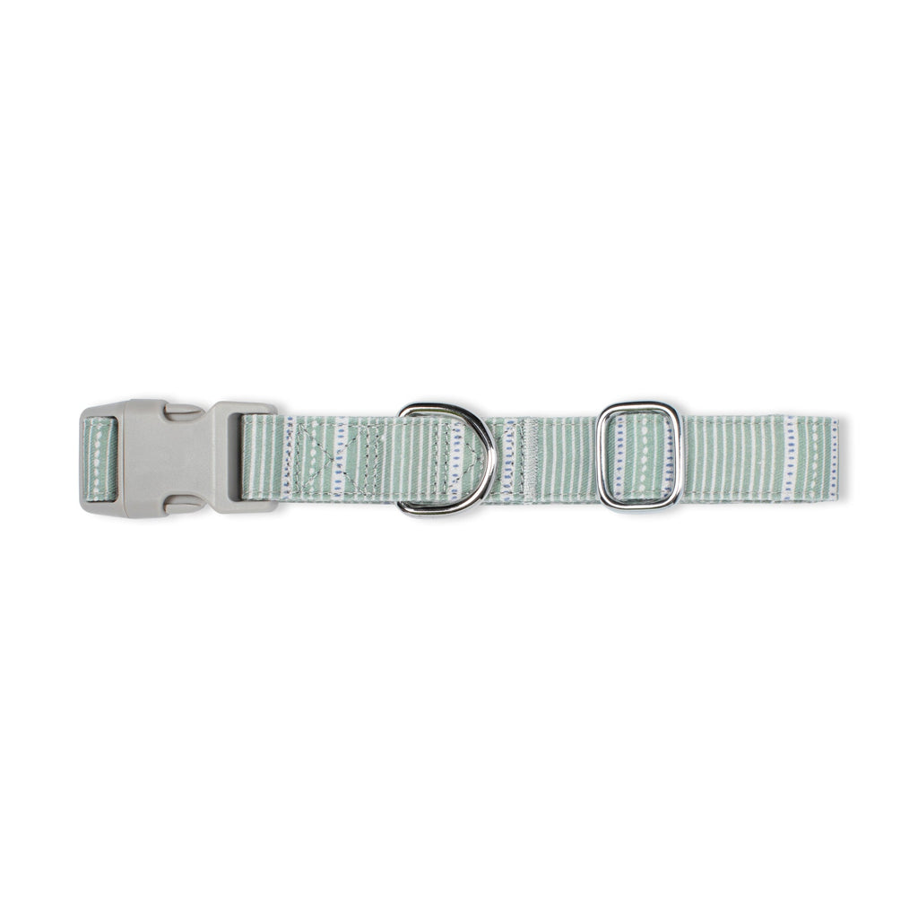 Block Stripe Dusty Sage Dog Collar