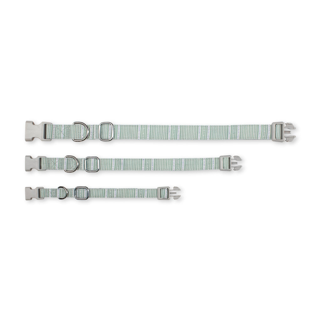 Block Stripe Dusty Sage Dog Collar