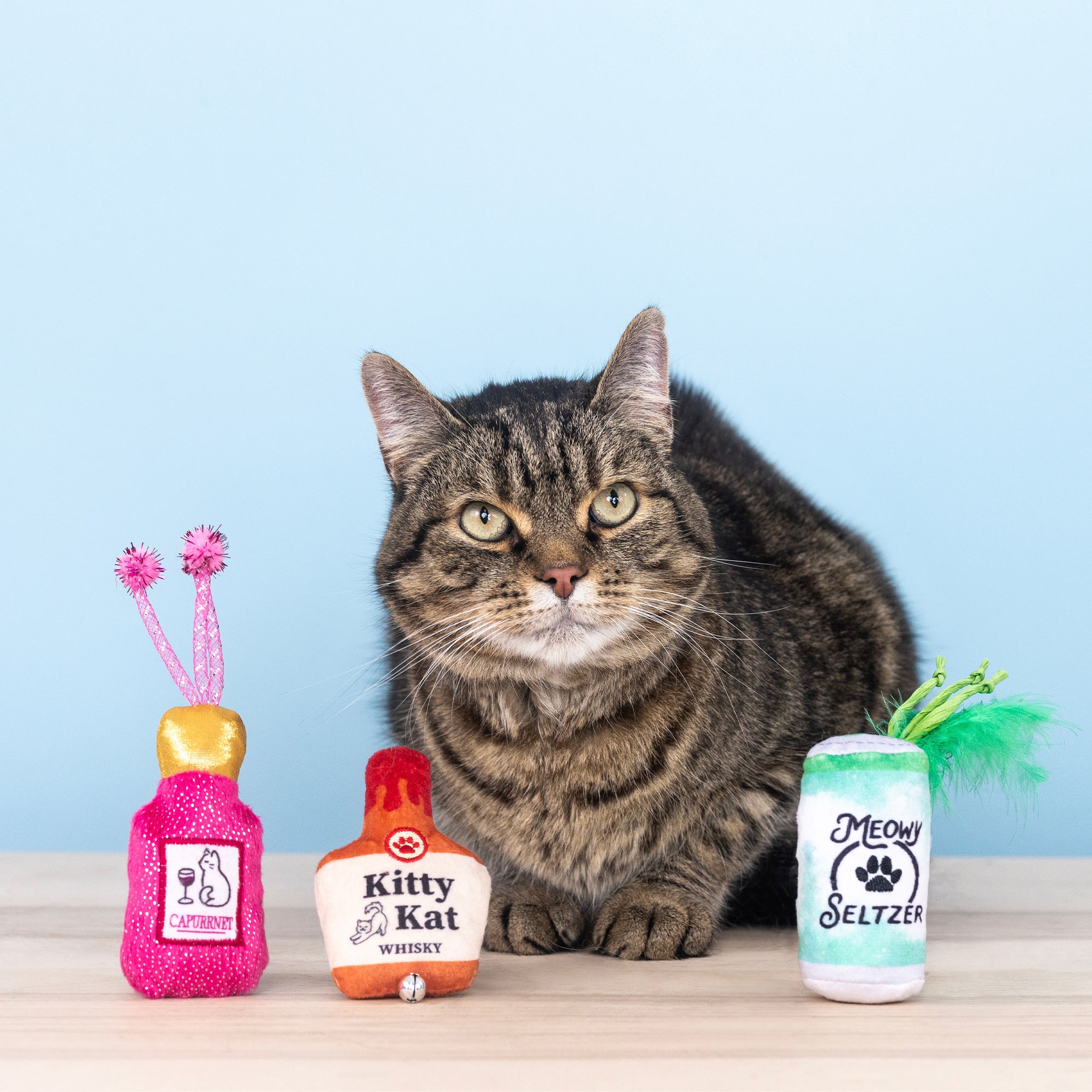 Kitten My Drink On 3pc Mini Plush Cat Toy Set