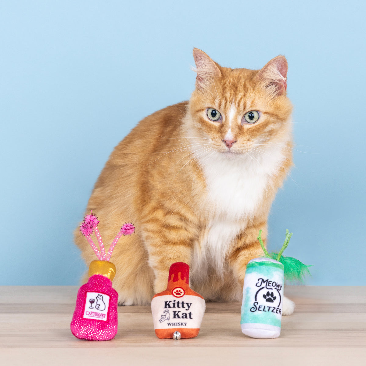 Kitten My Drink On 3pc Mini Plush Cat Toy Set