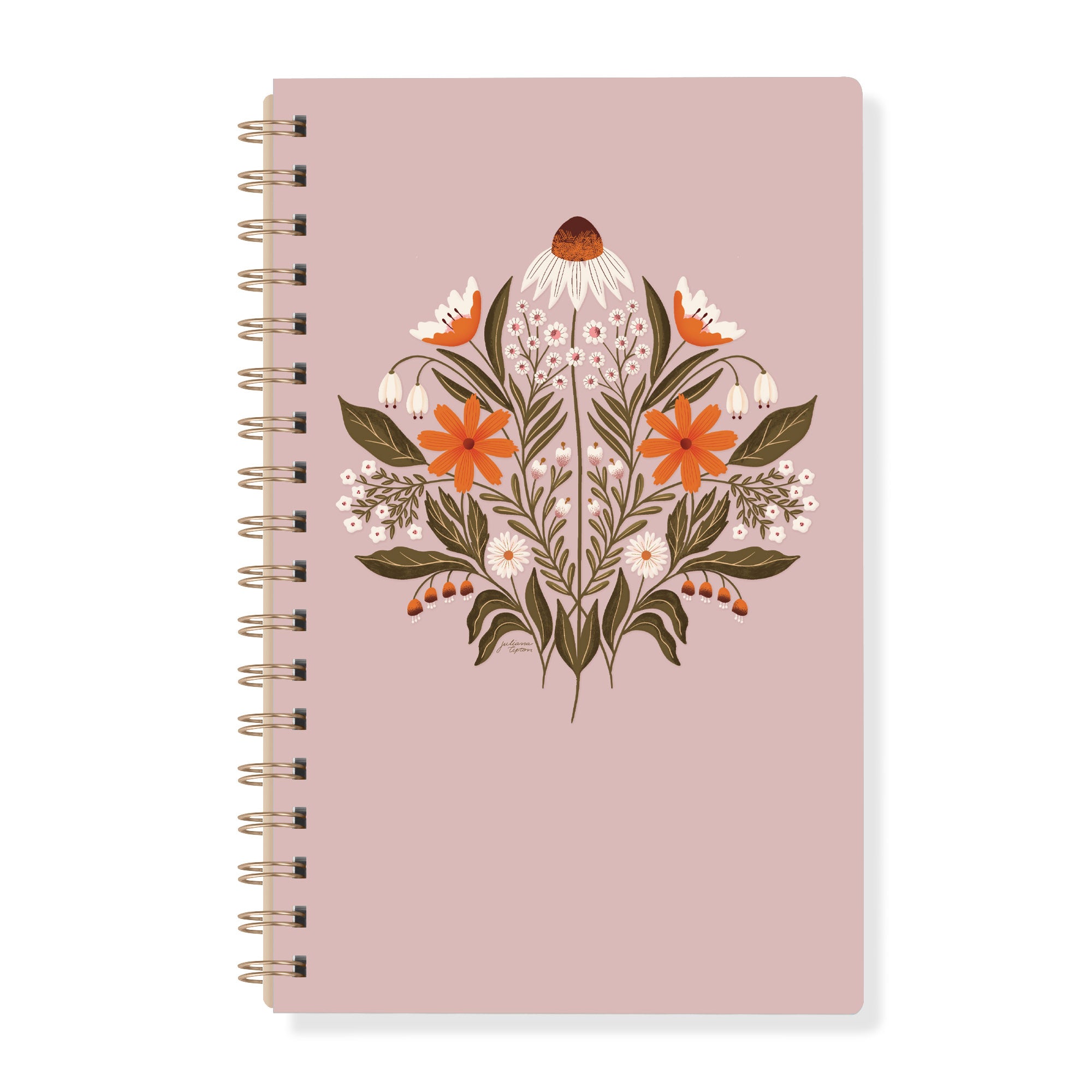 JT Meadow Flowers Spiral Journal